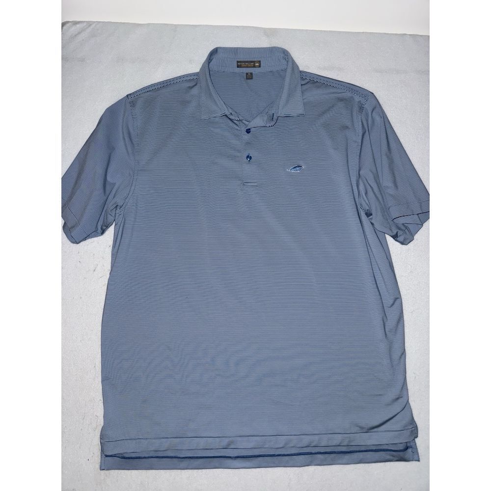Peter Millar Summer Comfort Golf‎ Polo Shirt Blue Striped XL
